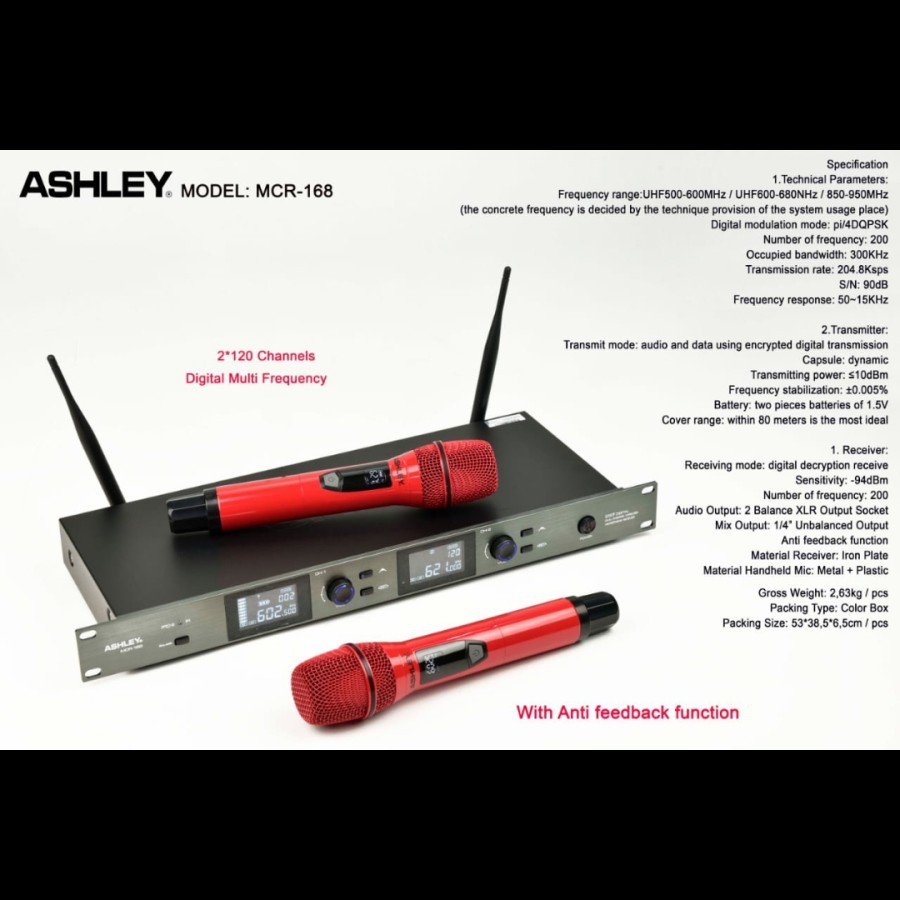 Mic wireless Ashley MCR168 original ashley Mcr 168 handheld