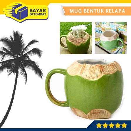 Mug Gelas Cangkir Bentuk Kelapa Muda Degan Hijau Coconut