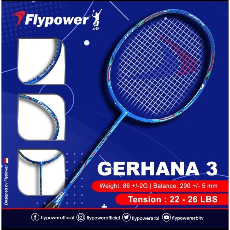 FLYPOWER GERHANA 3 RAKET BADMINTON ORIGINAL