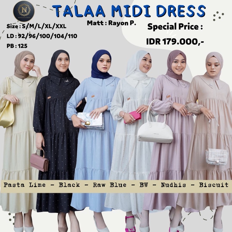 TALA MIDI DRESS ✅ NADHEERA LUXURY ✅ RAYON PREMIUM SUPER ADEM BUSUI FRIENDLY