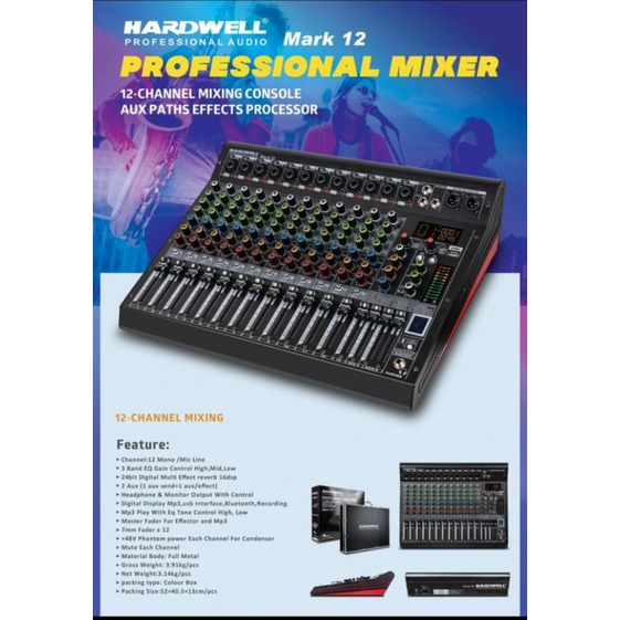 mixer audio hardwell mark12 mark 12 12CH usb bluetooth original