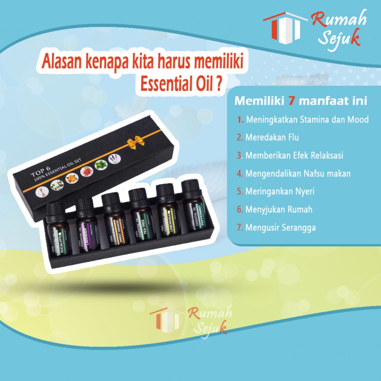 RS - 6 in 1 Aromaterapi Pure 100% Murni &amp; Alami Air Fragrance Essensial Pengharum Pewangi Esensial Esential Oil Aromatheraphy Ruangan RS-21 10ml Defuser Humidifer Minyak Humadifier Humudifier Humdifier Difusser Essential TSLM1 TSLM2 RH-17 Kamar Taffware