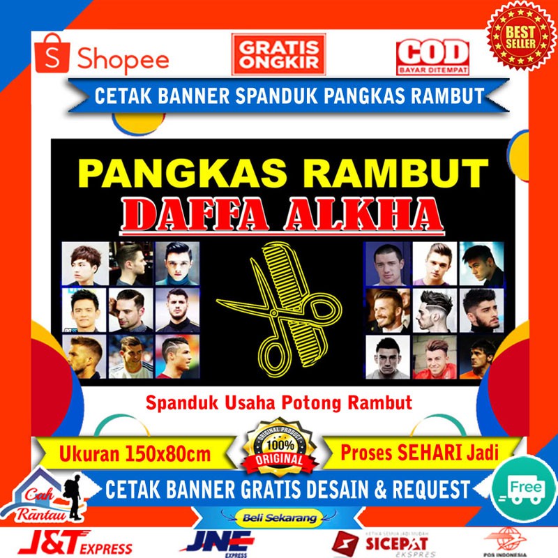 Spanduk Salon Banner Pangkas Rambut Pria Wanita Salon Spa Usaha Bisnis Potong Cukur Gaya Rambut