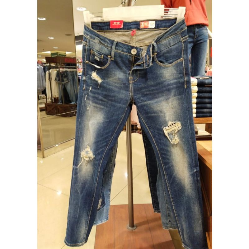celana jeans wanita model sobek logo jeans original