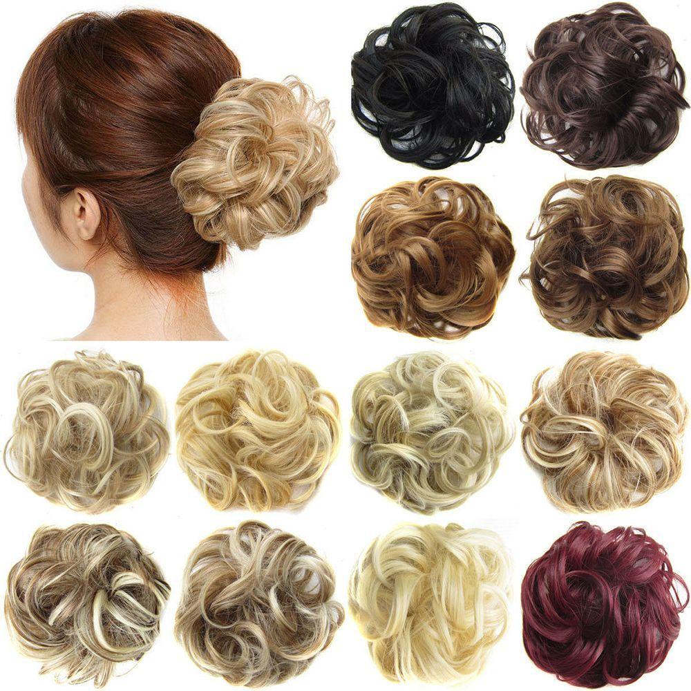Augustina Hair Bun Rambut Sintetis Fashion Pernikahan Messy Wave Curly Hair Extension Ponytail Updo Cover