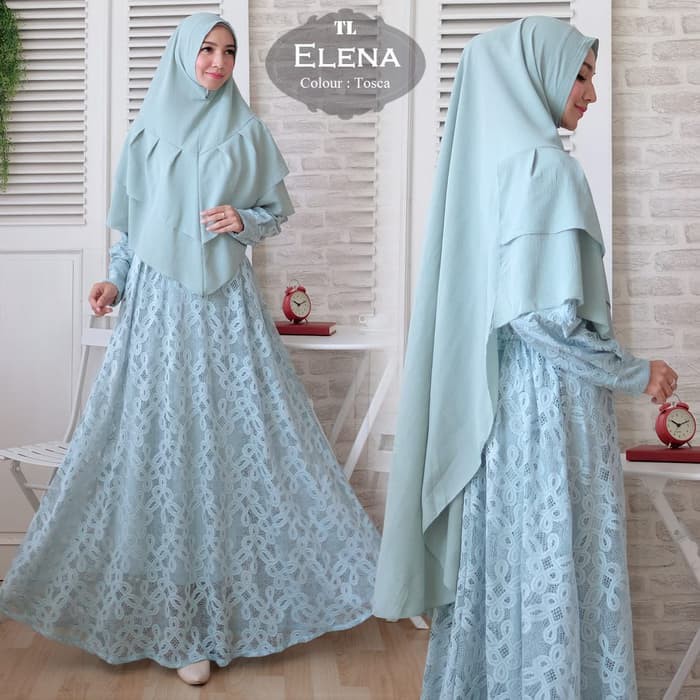 (Promo) Set Syari Putih Polos MAXMARA [Syari Brukat Elena Tosca TL] gamis muslim wanita brukat tosca