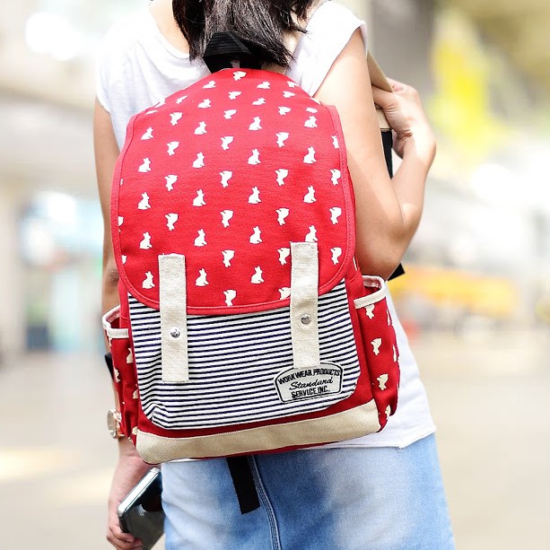 Tas Backpack Pria Wanita Kanvas / Punggung / Ransel Kuliah / Tas Sekolah Anak / Korean Bag JS-605