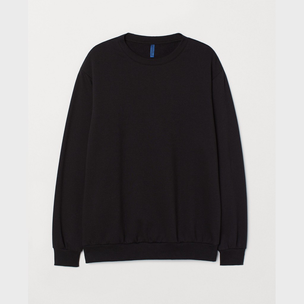 H&M Basic Crewneck Sweatshirt Original - Sweater Polos HnM Hitam / Navy / Grey Divided - HM Unisex
