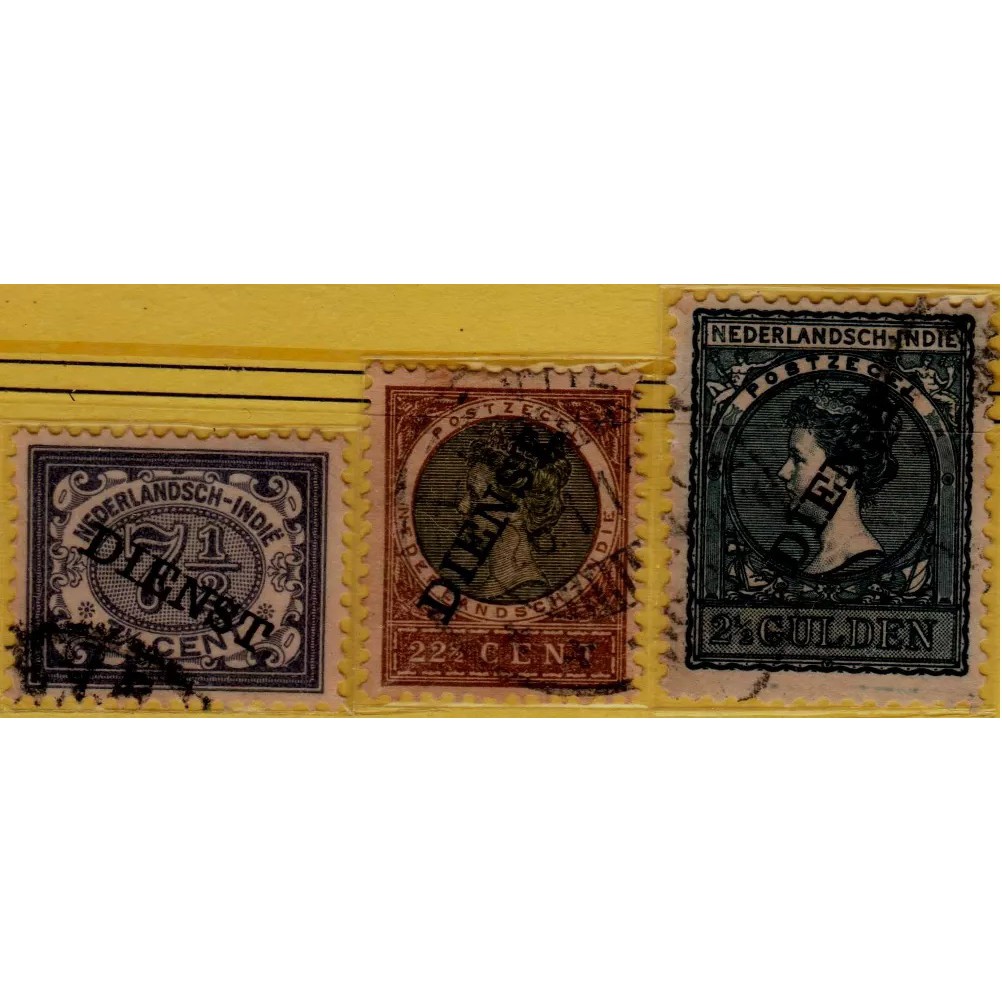 

Perangko Filateli J29 Netherlands Indies VFU 3v 1911 Overprint Dienst On Stamp Of N-4, N-8 &