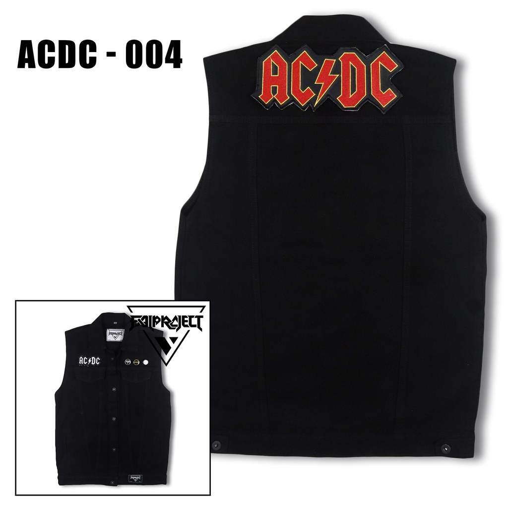 rompi jeans dengan bordir besar di punggung, jaket rompi jaket jeans denim vintage style motor casua