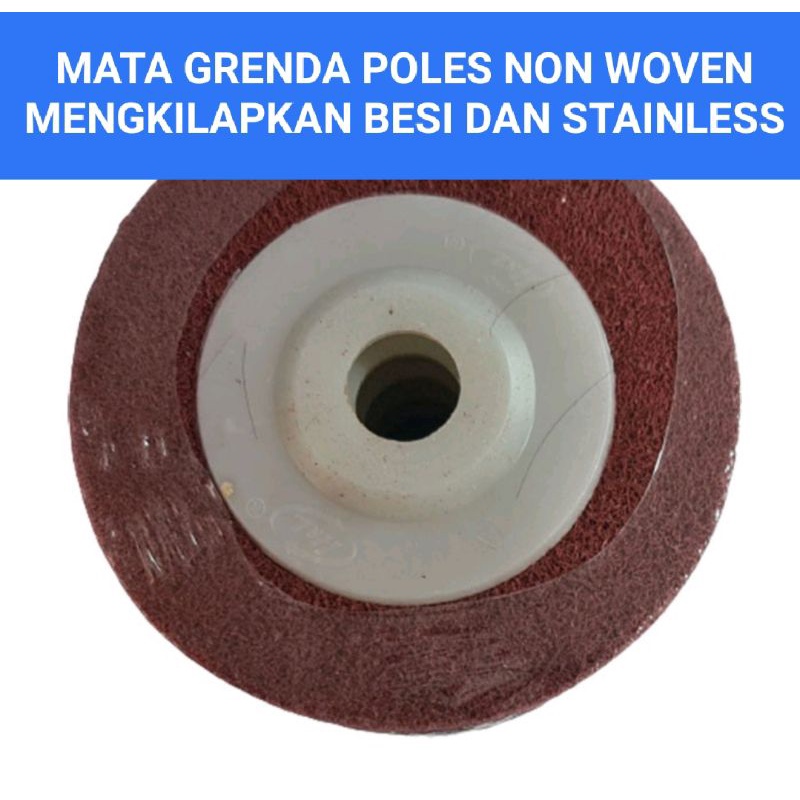 NON WOVEN Polishing Wheel 4 in Merah - Wheel Polish 4in - Mata Gerinda Poles Grinda NonWoven