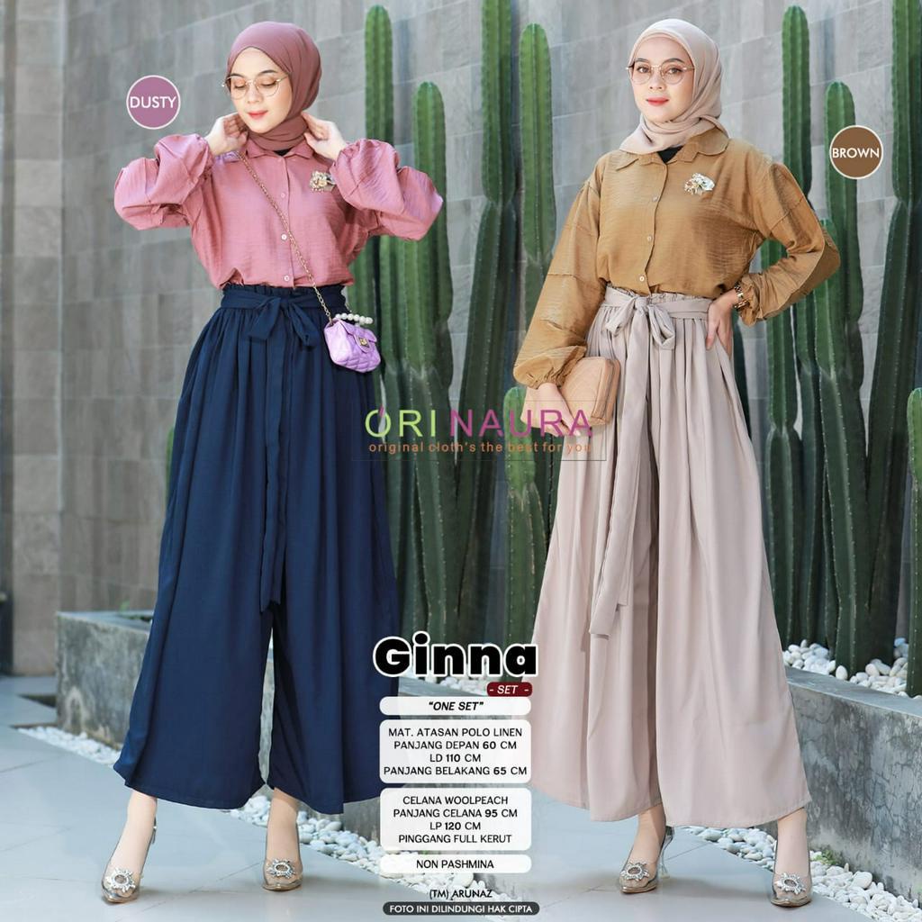 Balina One Set Setelan Wanita Muslim Polo Linen Original Produk By Orinaura