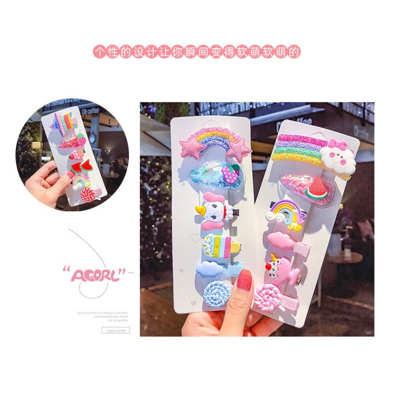 Jepitan Rambut Set Korea Super Cute Ice Cream Candy Set isi 6Pcs NJ110