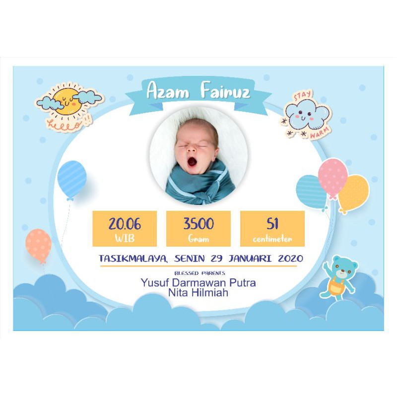 Biodata Bayi - Kado Bayi - Baby Bio Kado Lahir Bayi (8RP (21x30cm)-1