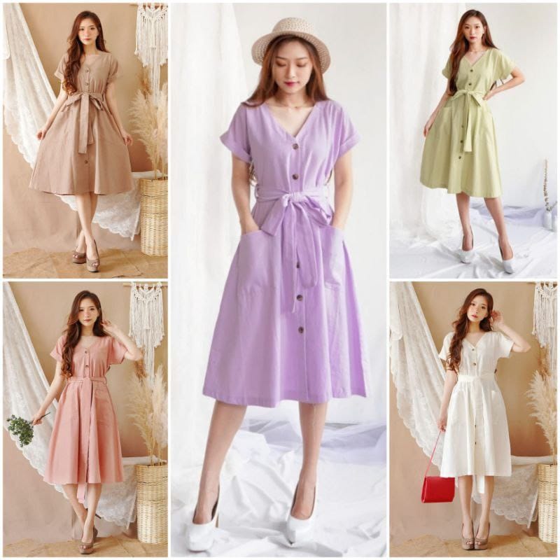 Dress Korean Style Casual Amanda Manopo Busui Full Kancing Wanita