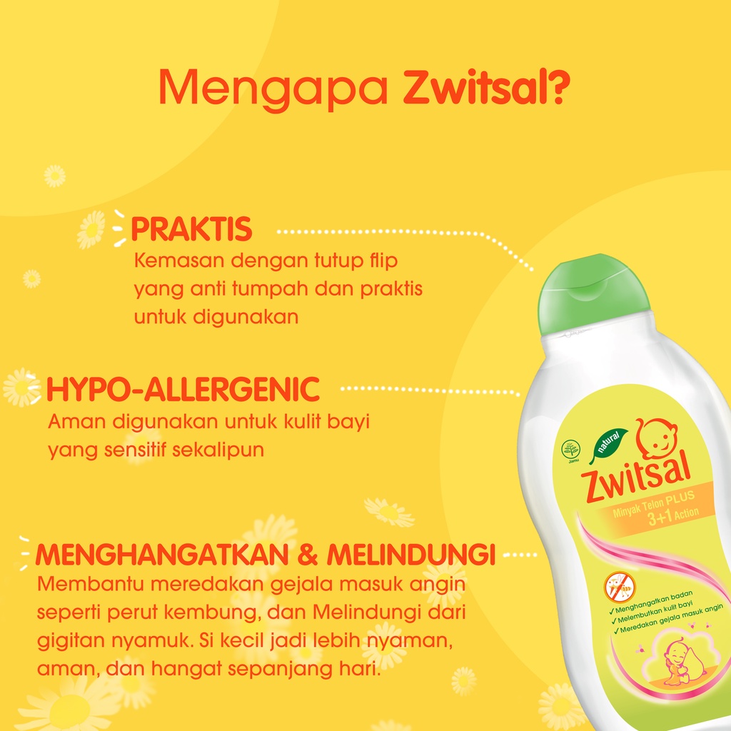 ★ BB ★ Zwitsal Minyak Telon Bayi Plus 3+1 100ml - Baby Oil Menghangatkan Melembutkan