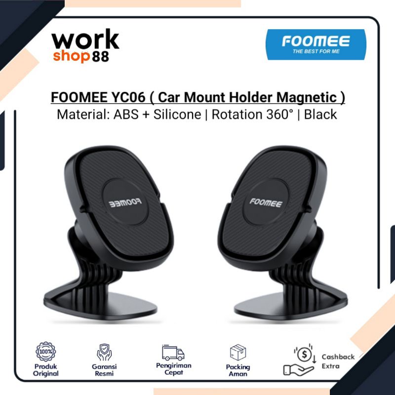 Baru FOOMEE YC08 Magnetic Car Mount holder - Original Garansi Resmi - Mobil Phone Stand Maknet Makne