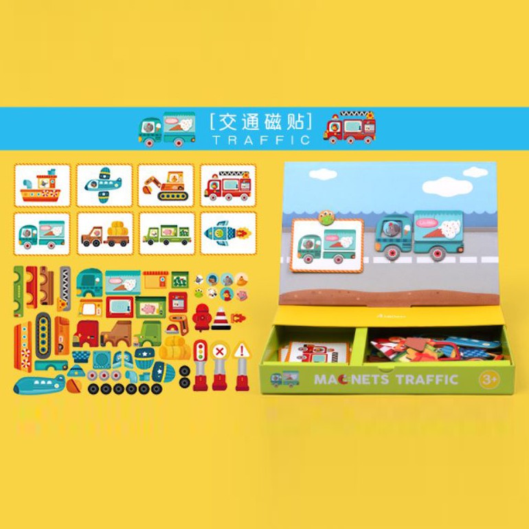 Mideer Magnets Dessing Traffic Puzzle Magnet Magnetic Mainan Edukasi Anak Bayi Pakaian Lalu Lintas