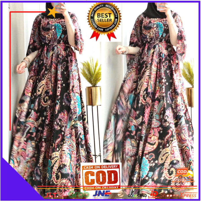 ❤BISA COD❤ Gamis Luna Maya Dress Jumbo LD 120 Busui Terbaru - Gold