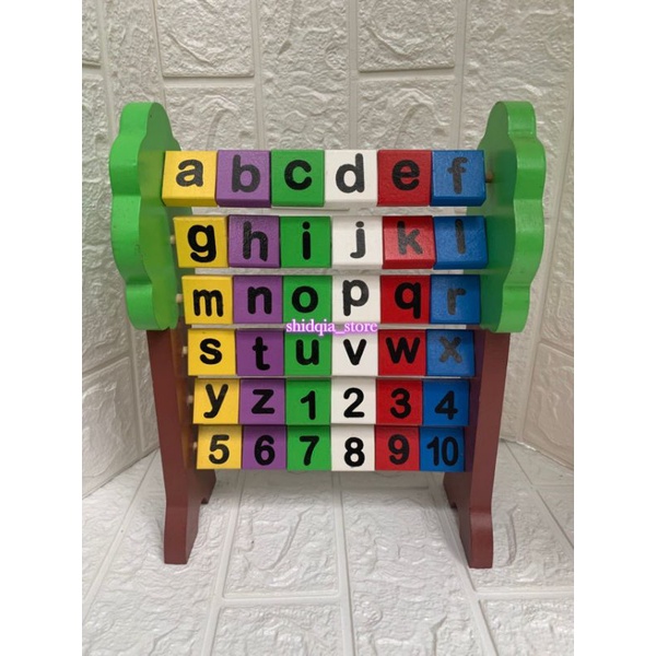Sempoa Pohon Warna Huruf Abjad & Angka Mainan Kayu edukasi anak (APE) - wooden block