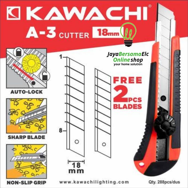 

Cutter besar + Refill isi 2pcs / cutter KAWACHI 18mm