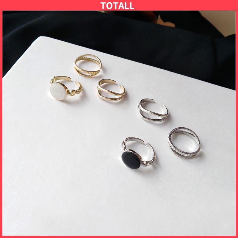 COD Cincin Retro Set Aksesoris Cincin Wanita Tiga-dalam-satu yang Dapat Disesuaikan-Totall