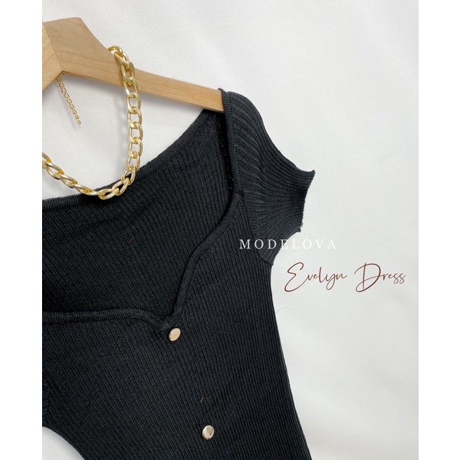 MDLV ~ Dress Evelyn Rajut Dress Bodycon Rjaut Fashion Wanita