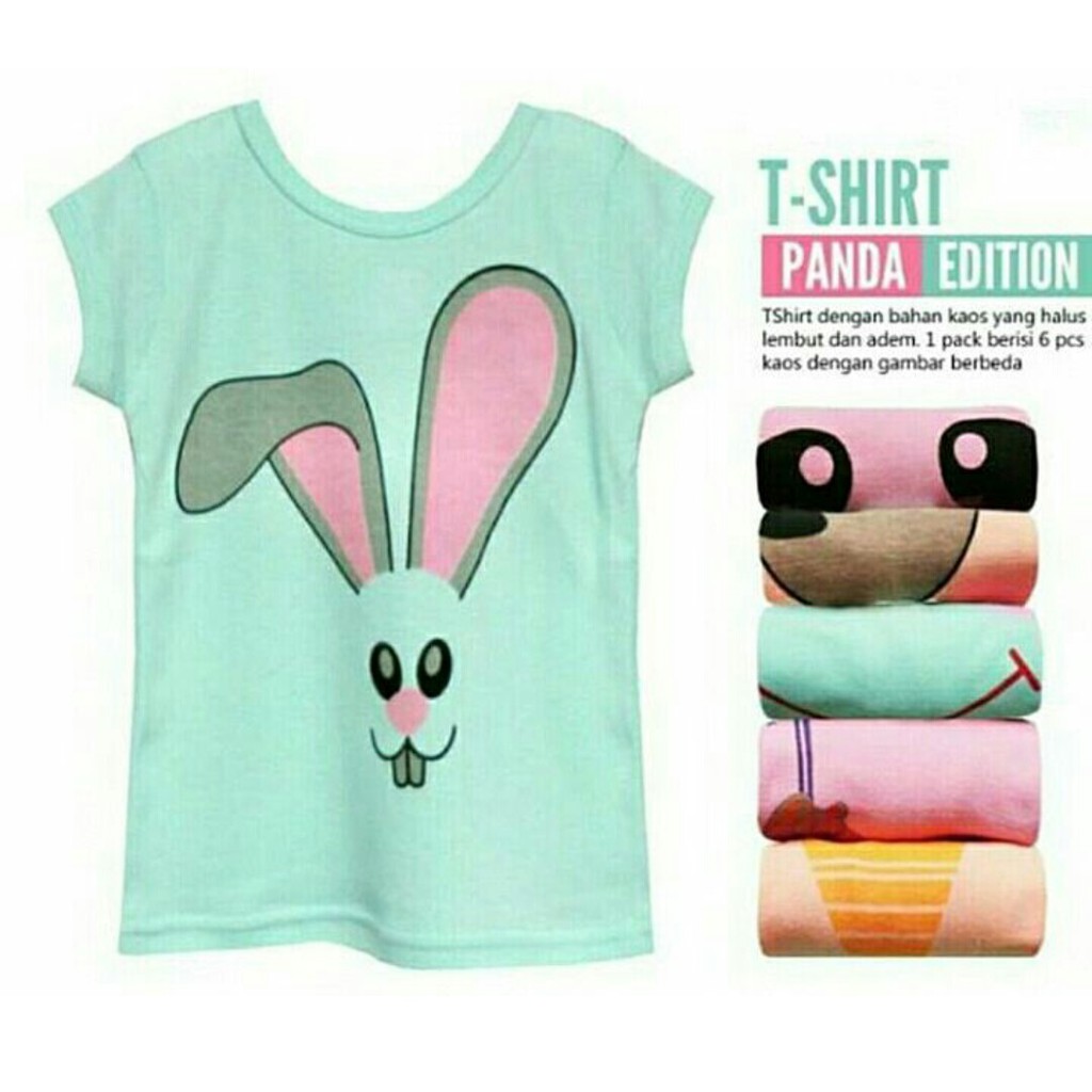 KAZEL TSHIRT PANDA / MINI PANDA / LOLIPOP EDITION BAJU ANAK / BAJU BAYI GIRL  1 PCS / 6 PCS