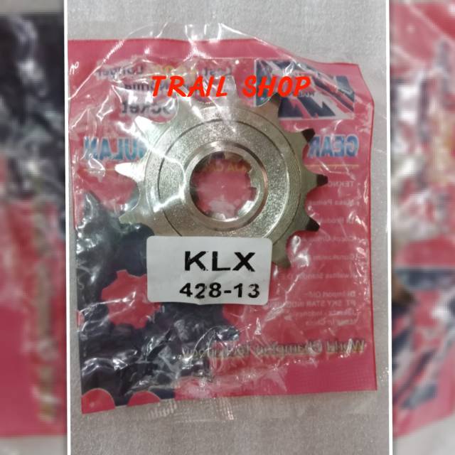 Gear depan klx150 ukuran 428-13T/ 428-14T/ 428-15T merek vzm