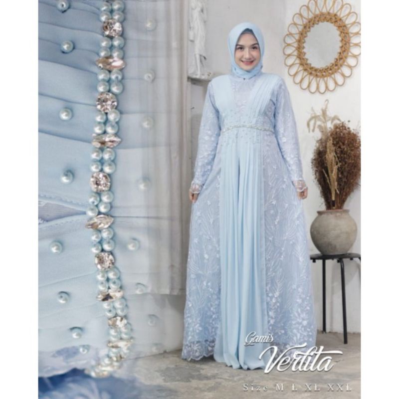 produk original gamis modern verlitha//gamis brukat muslim//gamis pesta//gamis muslim modern