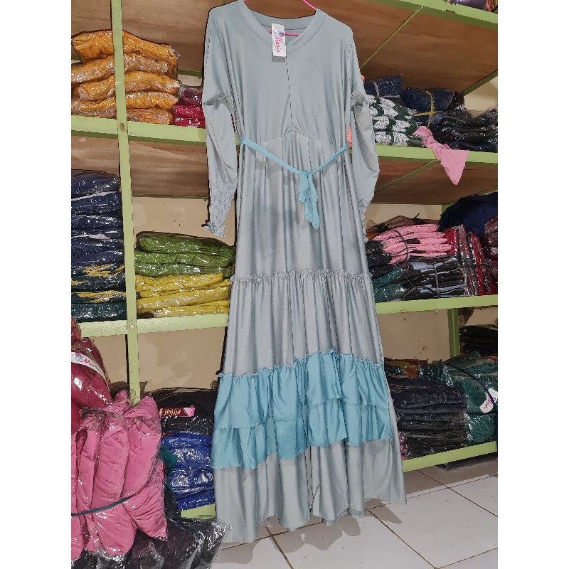 MARIA COLLECTION Rayola Long Dress - Gamis Muslim Remaja Dewasa Busui Style Elegan Bahan Jersey Lemonskin All Size-8