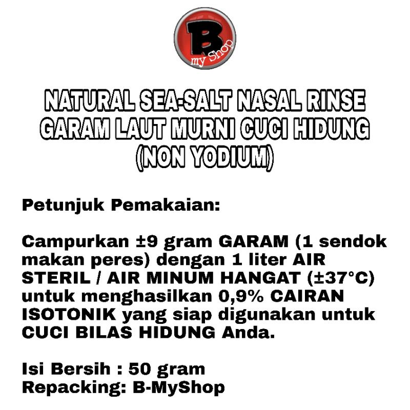 4,5GR PAKET 1 BULAN GARAM NASAL RINSE (BELI 30 FREE 10)