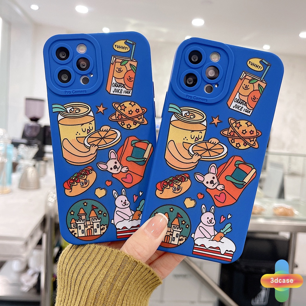 Klein Blue Soft Case Compatible For IPhone 7 Plus 11 6 6S 8 Plus XR 11 12 13 PRO MAX X XS MAX Se 2020 6SPlus 7Plus 6Plus 8Plus XSMAX Fashion Cartoon label Angel Eyes Camera Protector Case