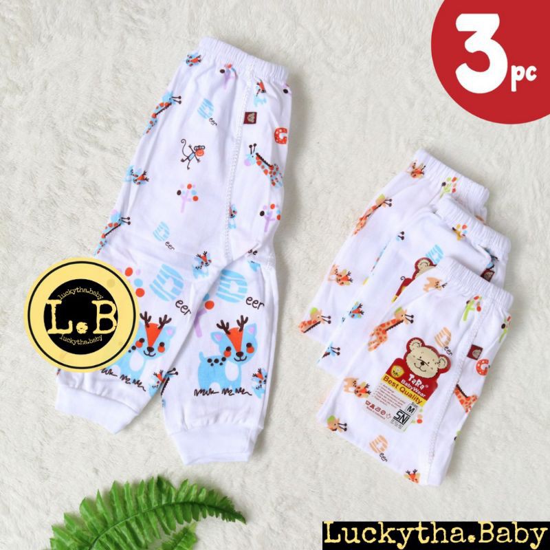 3pcs_ celana panjang bayi full print size s.m.l.xl/celana panjang Tara putih/perlengkapan melahirkan