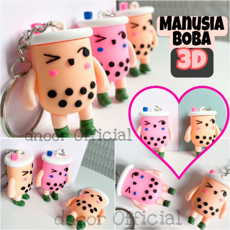 Gantungan Kunci Boba / Manusia Boba / Human Boba Man Keychain Lucu