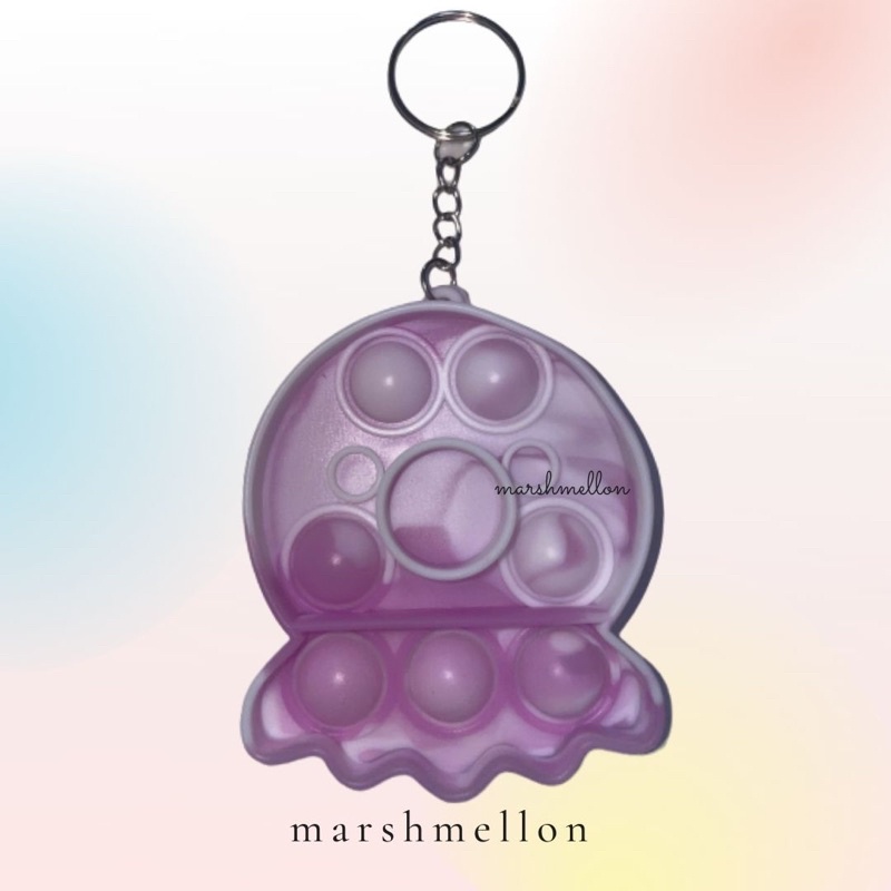 Gantungan Kunci Pop It & Gelang Pop It Pastel Rainbow | Pop It Gurita | Princess Key Chain (Snow White Cinderella Aurora Belle) | Pop It Warna Lilac Pink Tosca Fidget Key Chain Macaron-Ubur Pink
