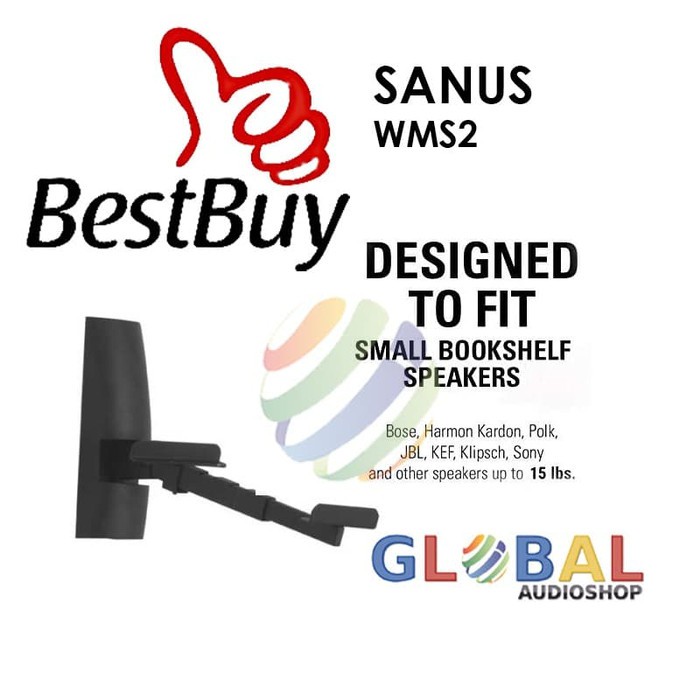 SANUS WMS2 Bracket Dinding Universal Bookshelf Speaker Wall Mounting WMS 2