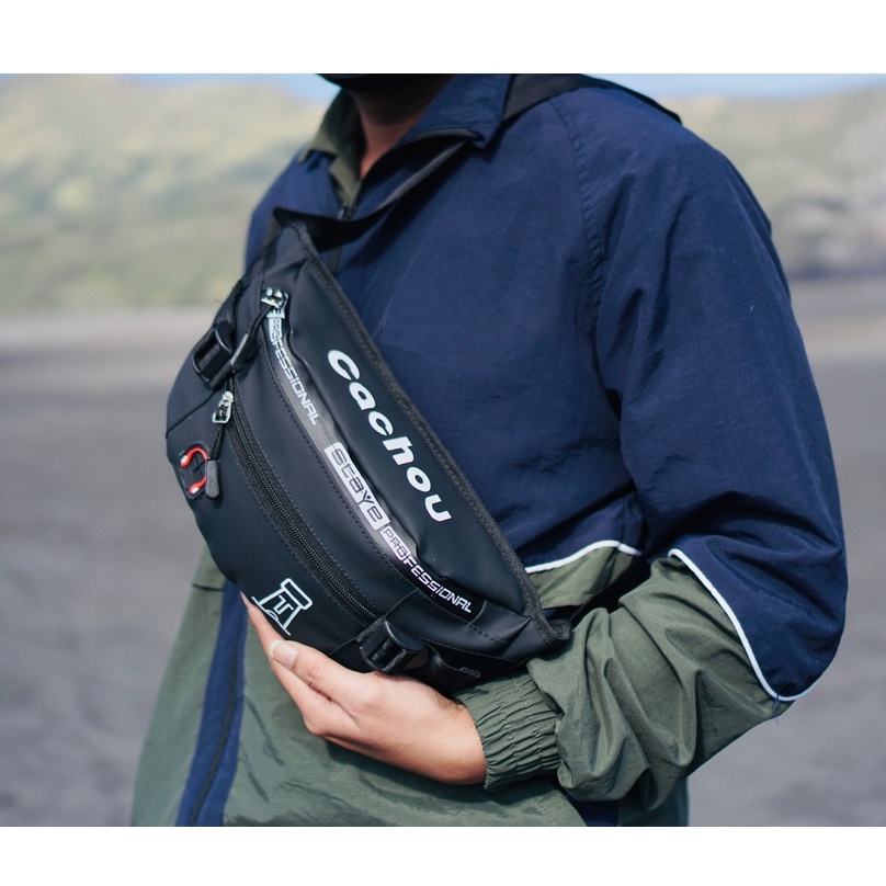 Cachou Tas Selempang Pria Mvd Anti Air Slempang Waistbag Waterproof