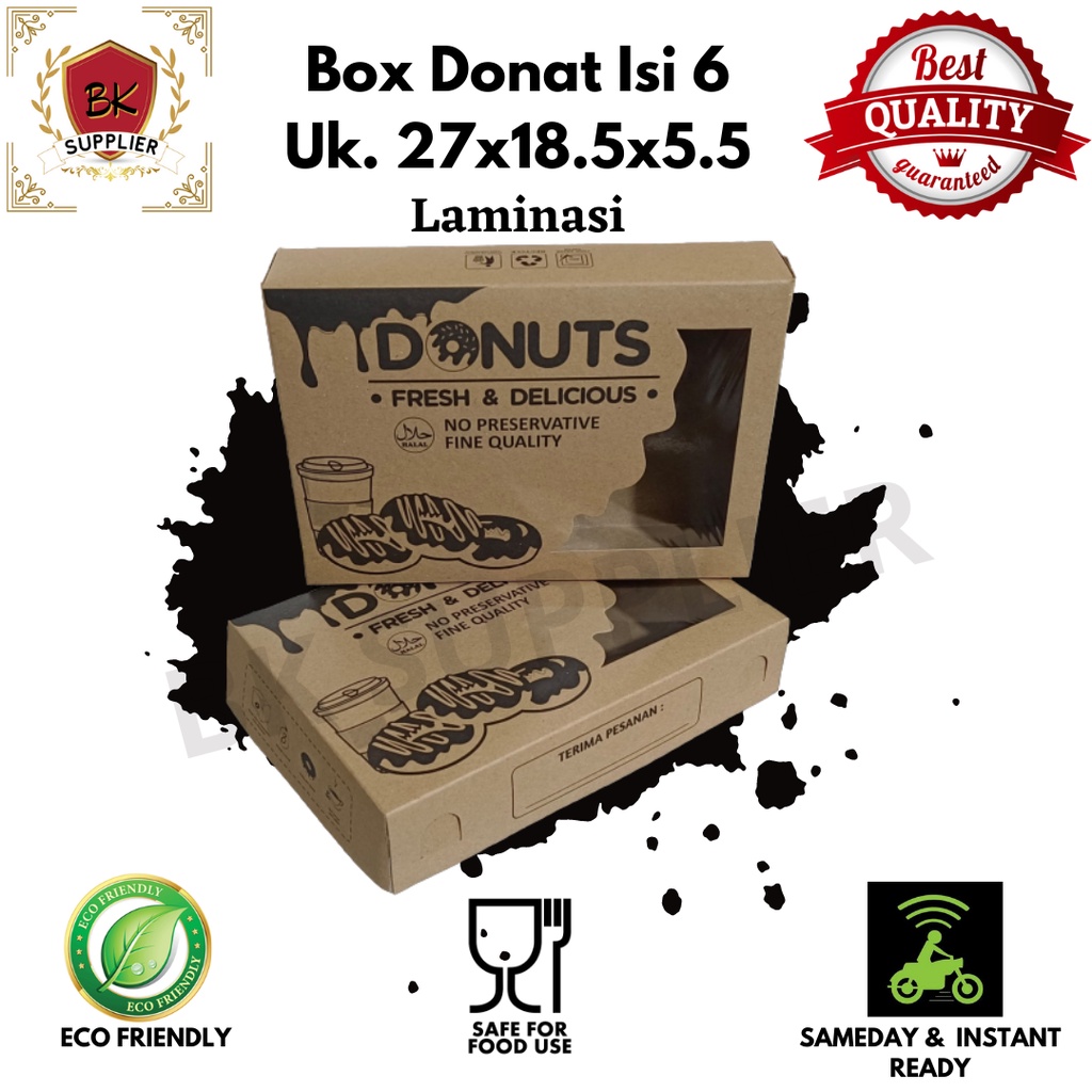 Box Donat isi 6 Kraft Jendela Cetak 1pcs / Box Donat / Dus Donat  / Kotak Donat / Wadah Donat / Box 