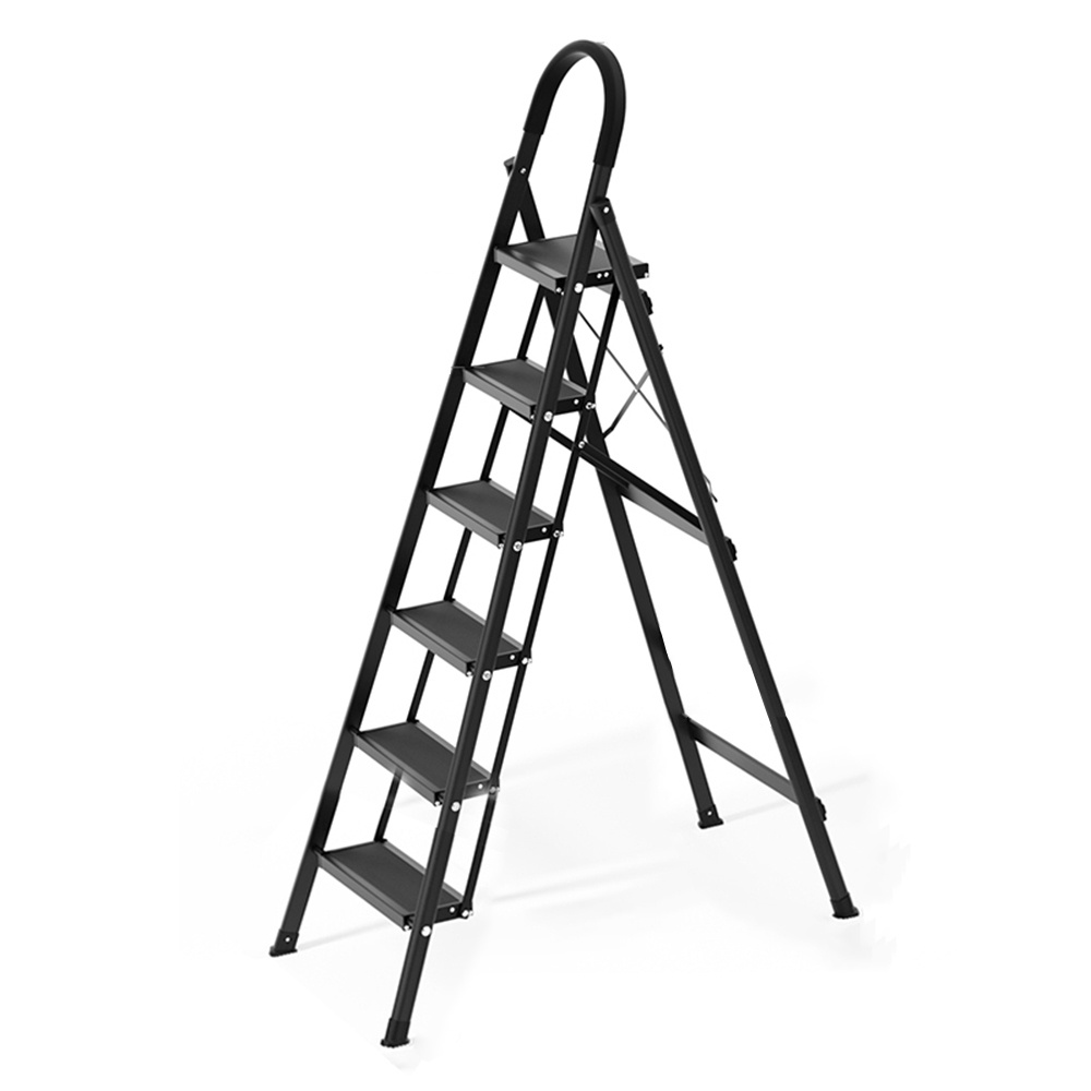 HOVELSHOP Tangga Besi Lipat Hitam Kokoh 5 6 Step Holder Household Ladder