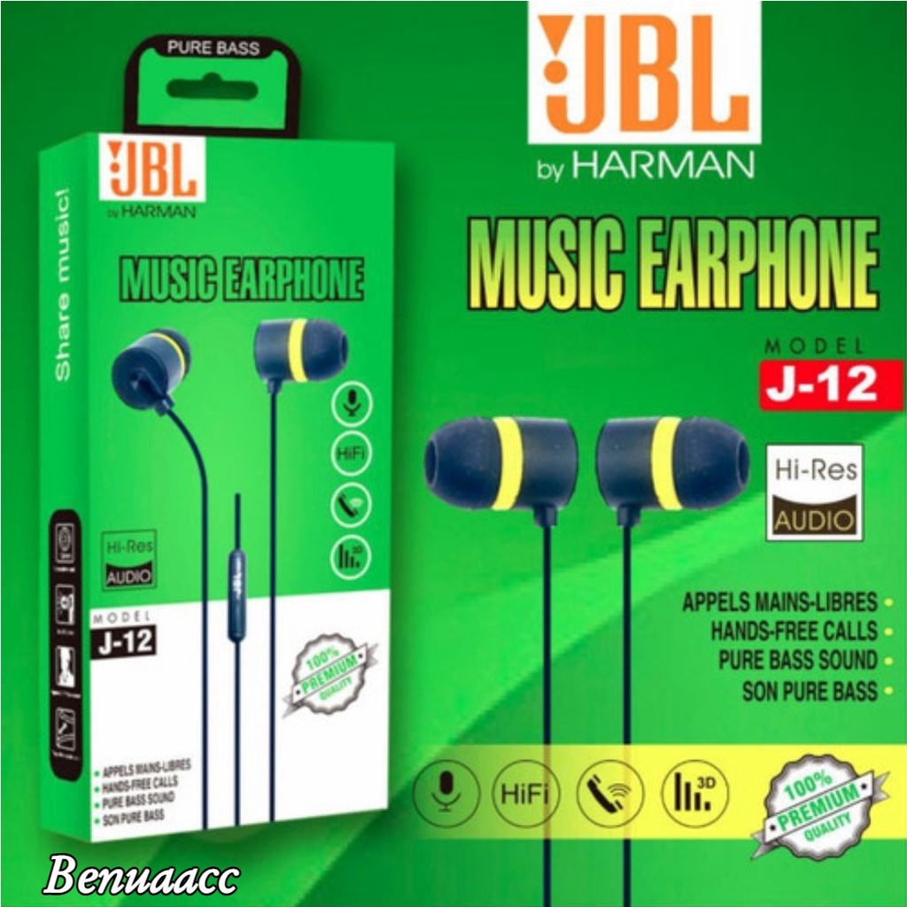 (ba) HEADSET BRAND JBL J-12 MUSIC EARPHONE HIGHT QUALITY