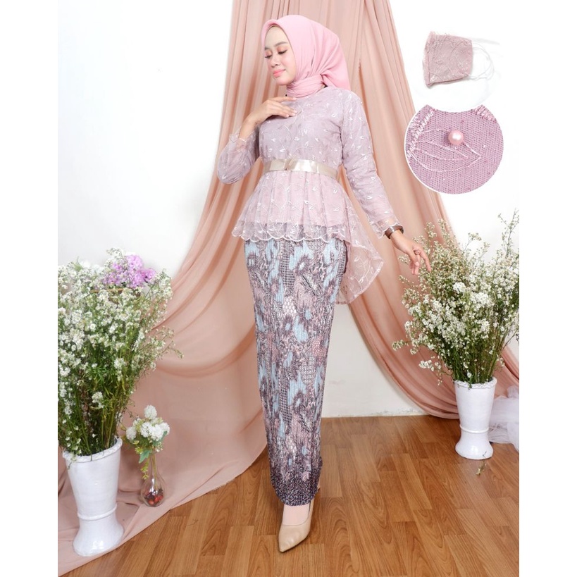 PROMO Setelan kebaya aurora tile Kebaya aurora tulle Kebaya wisuda modern remaja 2021 Kebaya modern 