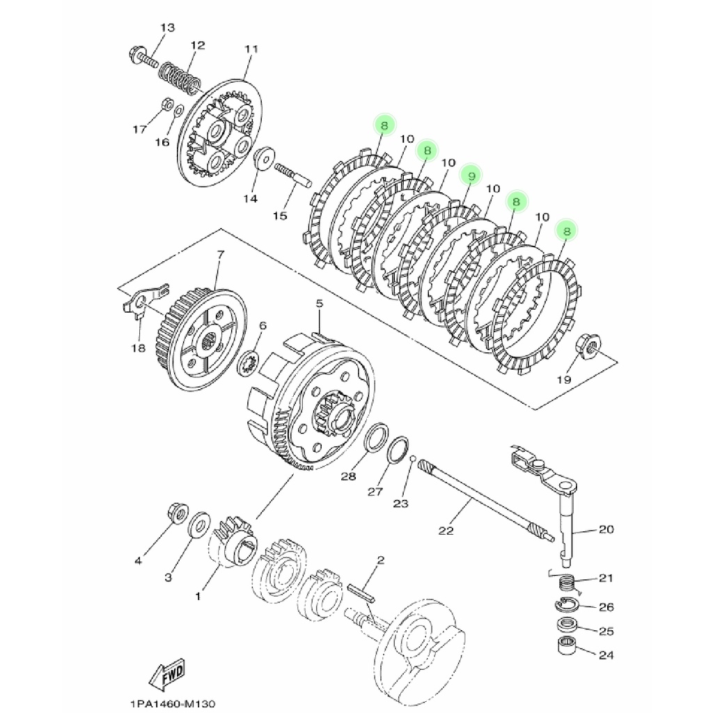 SET 5 PCS KAMPAS KOPLING VIXION NVL ORIGINAL YGP 50C-E6321-00 1PA-E6331-00