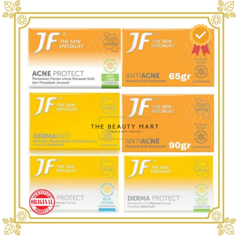 JF Sulfur Anti Acne / Derma Protect - Blue Ocean / Acne Protect - Oily Care Cleanser Bar/ Sabun Batang 65g | 90g