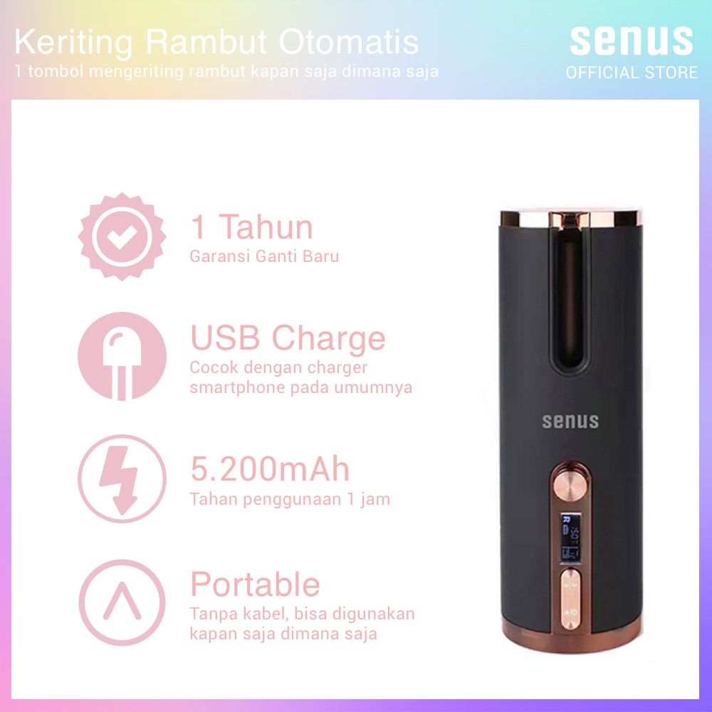Senus Air Curler Portable Catokan Rambut Keriting Otomatis Magic Automatic Hair Curly Profesional