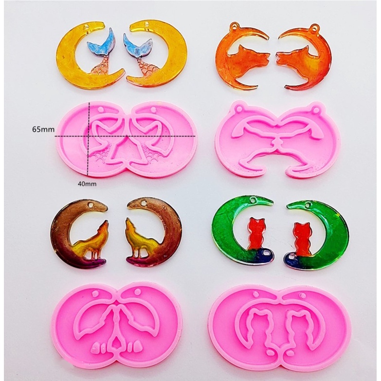 Siy 1 / 4pcs Cetakan Resin Bentuk Bulan Bahan Silikon Untuk Membuat Perhiasan Anting DIY