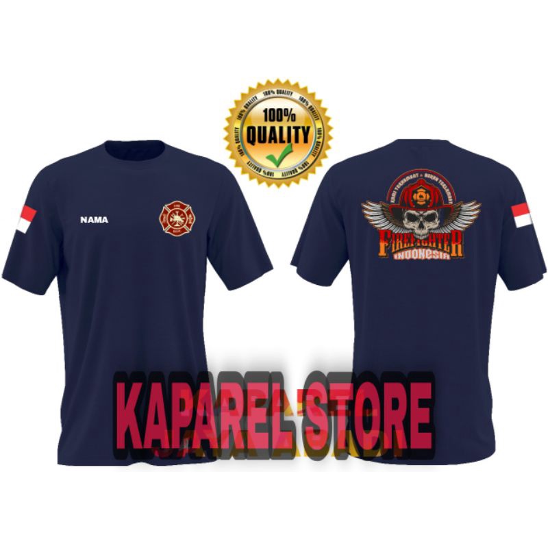 Kaos Pemadam Fire Fighter Lengan Pendek / Baju Damkar/Atasan Pria Wanita Pemadam Kebakaran Logo Damk