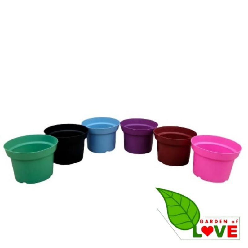 POT BUNGA 17 WARNA WARNI -POT BUNGA PLASTIK MURAH POLOS-GROSIR POT BUNGA HIAS