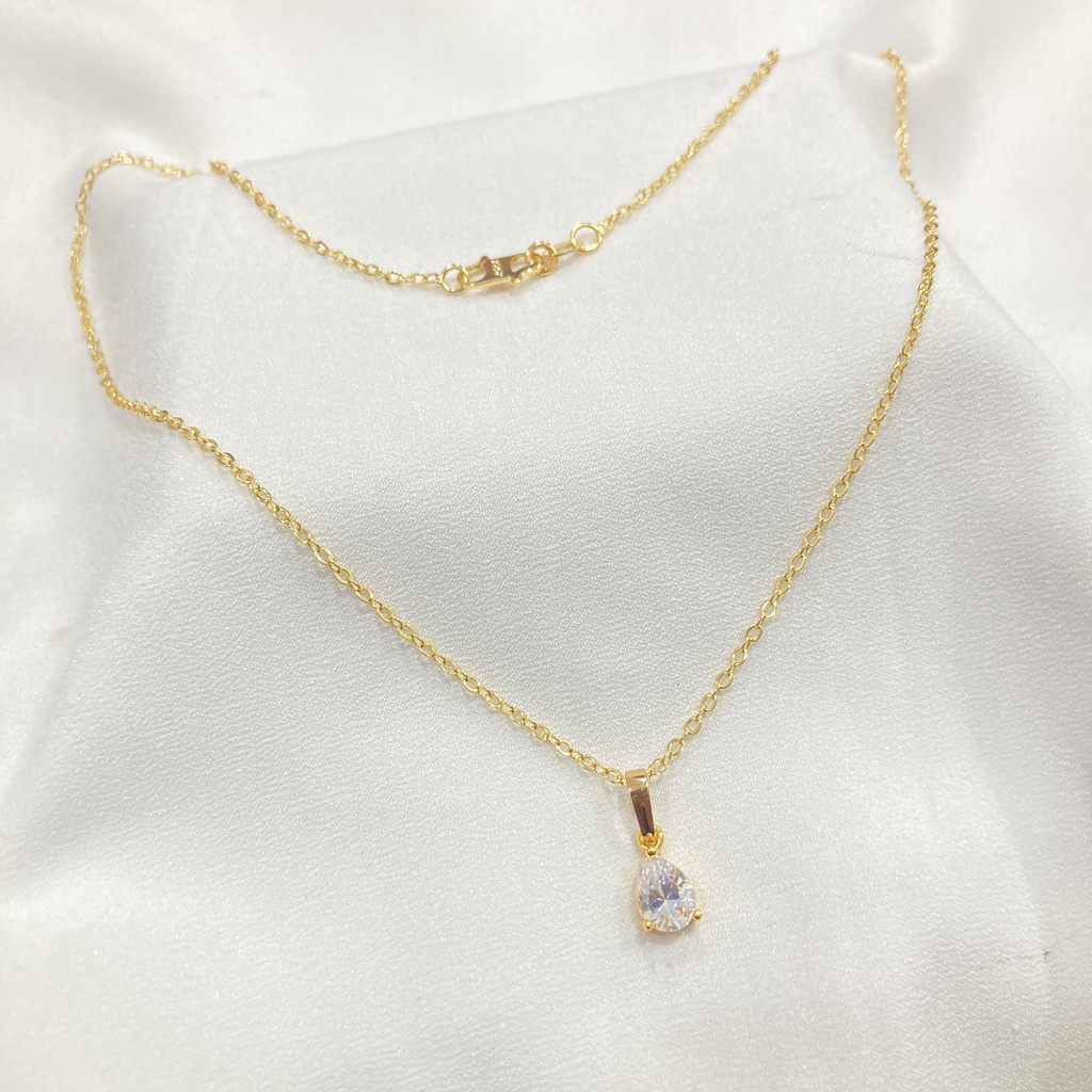 Kalung Wanita Mata Satu Zircon Lapis Emas Yaxiya