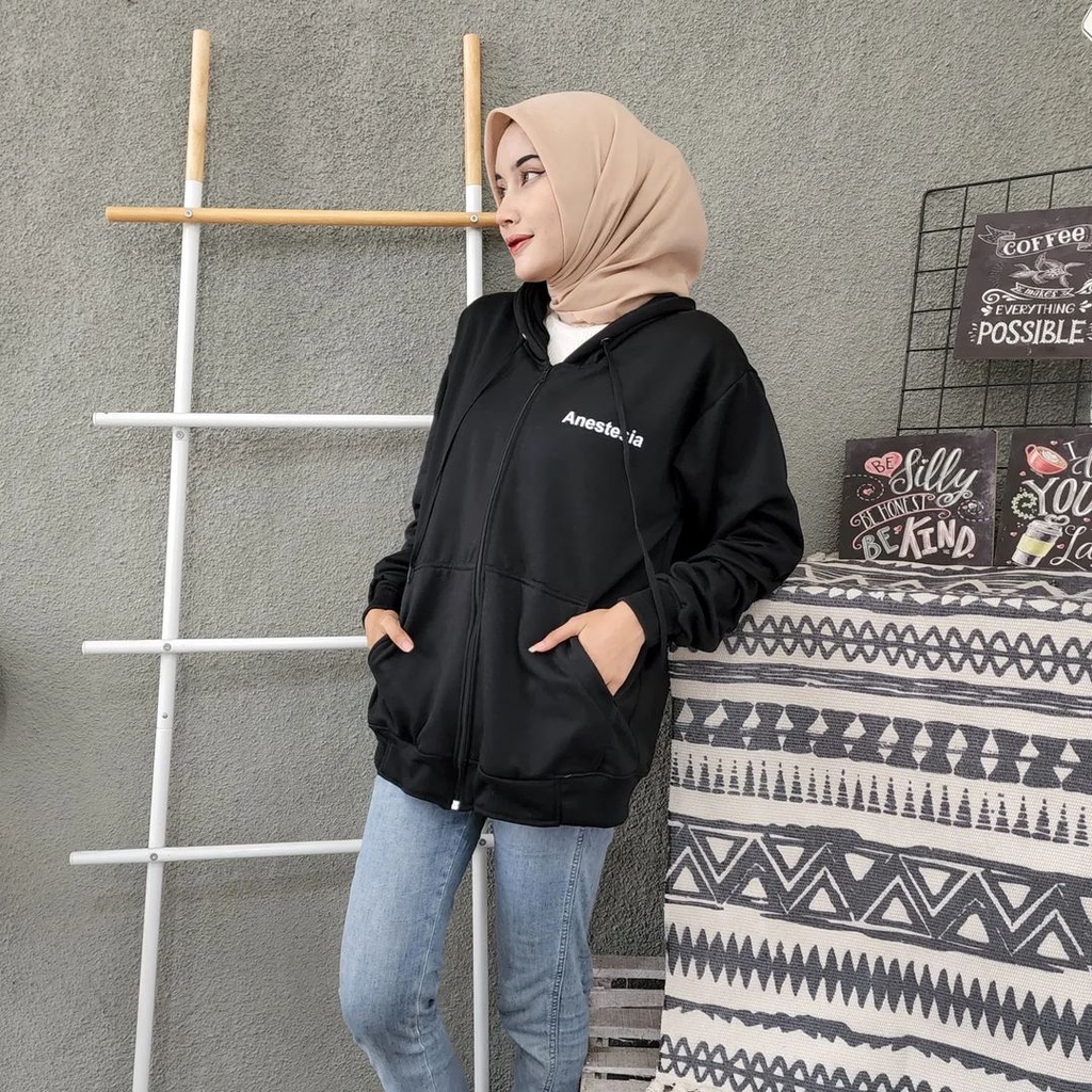 ANESTESIA ZIPPER Hoodie Jacket Sweater Oversize | Outerwear Pria Wanita Terbaru Fashion Terkini Korean Style